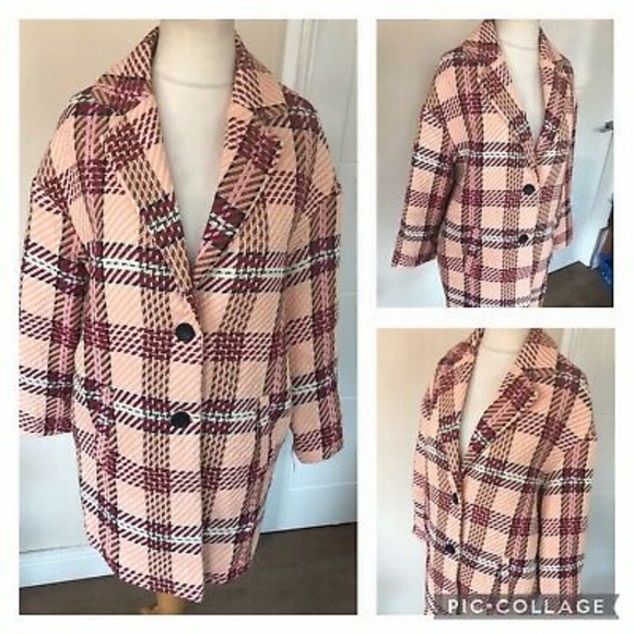 stradivarius Jackets & Blazers - Stradivarius Checked Oversized Shacket Jacket Size M
